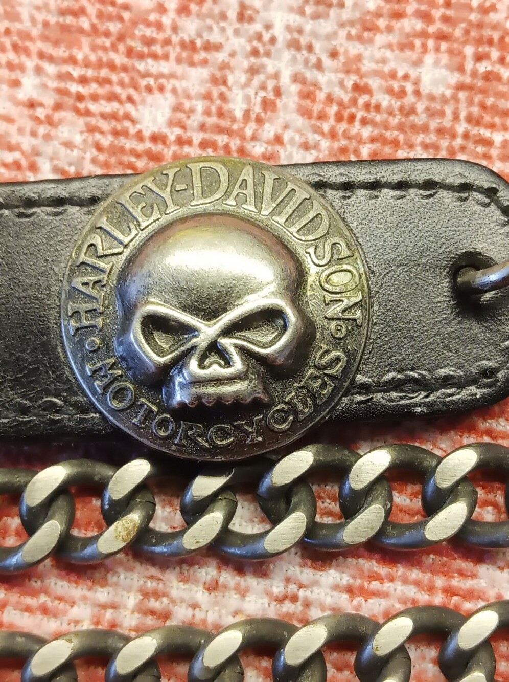 Vintage ! Harley-Davidson Willie G.Black Leather Men’s Wallet Chain. 24in..